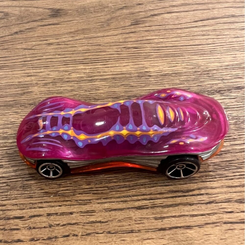 Hot Wheels Clear Speeder Die-Cast Car 2013 Mattel Bright Pink & Orange Design